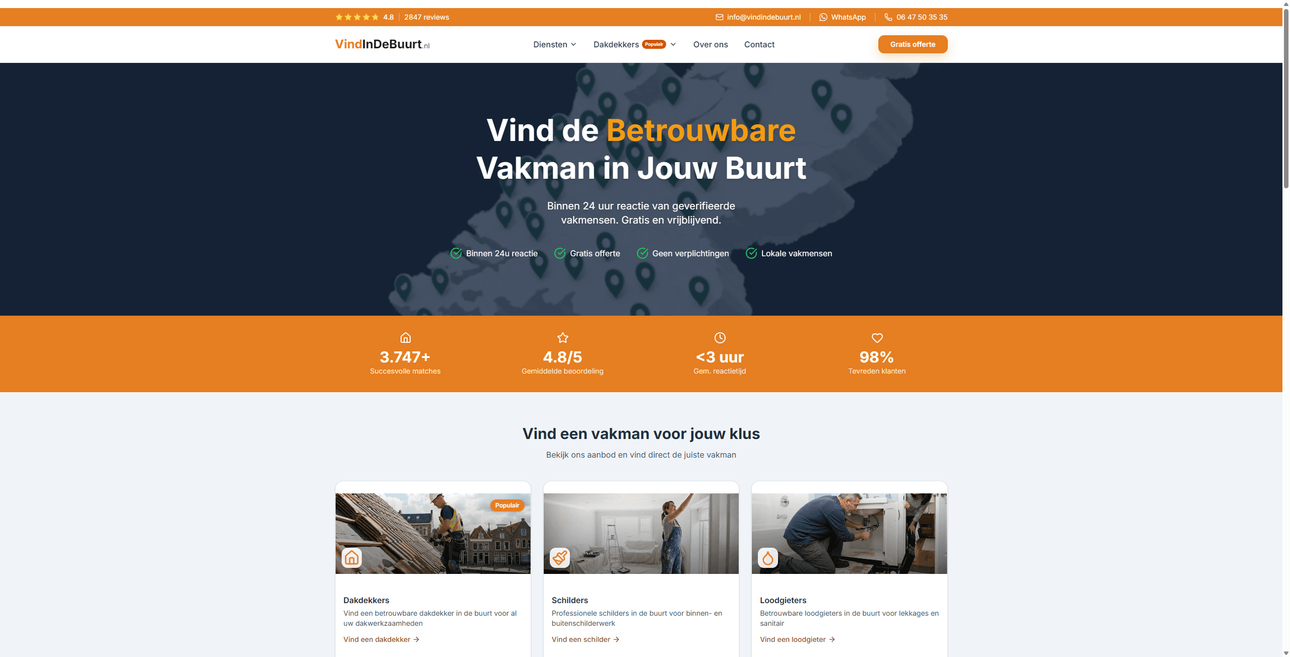 Screenshot van vindindebuurt.nl